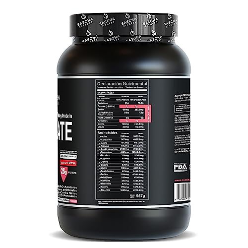 SASCHA FITNESS Hydrolyzed Whey Protein Isolate,100% Grass-Fed (2 Pounds, Strawberry)