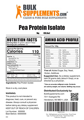 Pea Protein Isolate Powder - Unflavored Vegan Protein