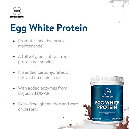 Vanilla Flavored Egg White Protein | 23g Fat-Free Protein | Digestive Enzymes | High Biological Value | Clinically Tested | 20 Servings