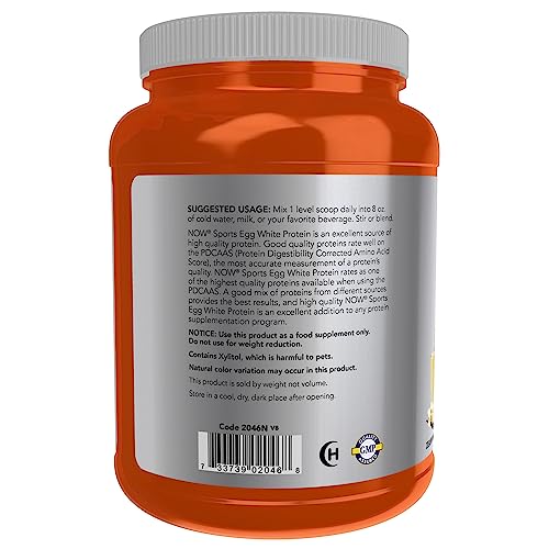 NOW Sports Egg White Protein, 20g BCAAs, Creamy Vanilla, 1.5lb