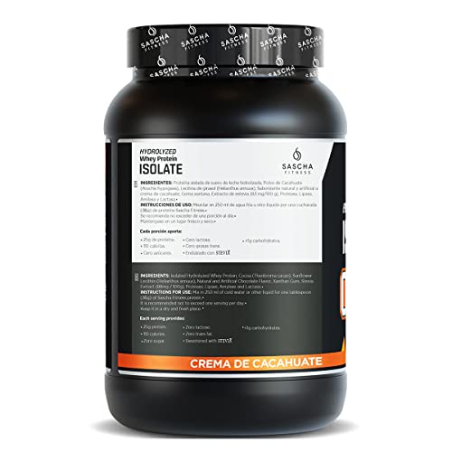 SASCHA FITNESS Hydrolyzed Whey Protein Isolate,100% Grass-Fed (2.3 Pounds, Peanut Butter)