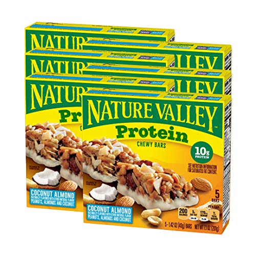 Nature Valley Chewy Granola Bar, Protein, Coconut Almond, 1.42 oz, 5 ct (Pack of 6)