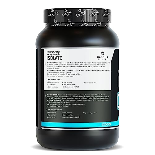 SASCHA FITNESS Hydrolyzed Whey Protein Isolate,100% Grass-Fed (2 Pounds, Coconut)