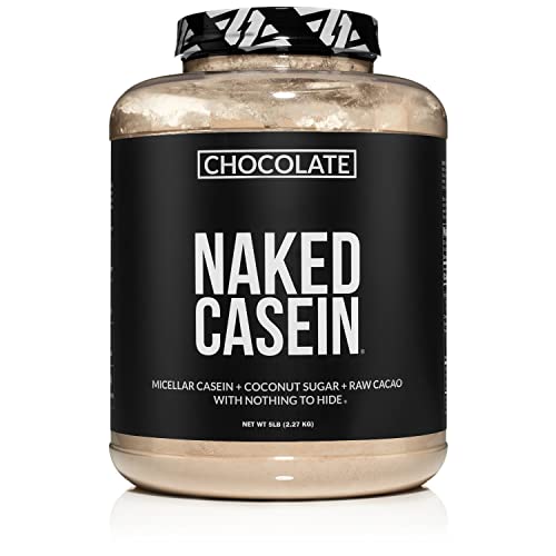 NAKED nutrition Naked Chocolate Casein - Chocolate Micellar Casein Protein - 5 Pound Bulk, Gmo-Free, Gluten-Free, Soy-Free, Preservative-Free - Stimulate Muscle Growth - Enhance Recovery - 60 Servings