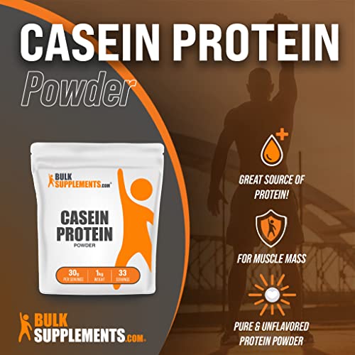 BULKSUPPLEMENTS.COM Casein Protein Powder - Whey Casein Blend Protein Powder - Protein Powder Casein - Micellar Casein Powder - 30g per Serving, 33 Servings (1 Kilogram - 2.2 lbs)