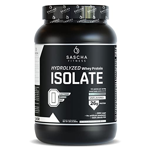 SASCHA FITNESS Hydrolyzed Whey Protein Isolate,100% Grass-Fed (2 Pounds, All) (Unflavored)