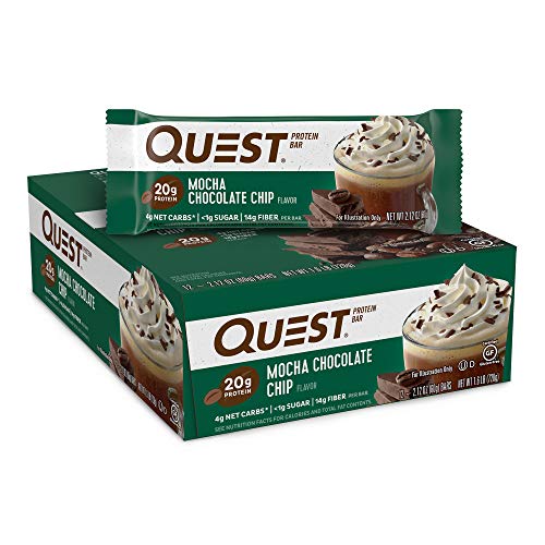 Quest Nutrition High Protein Low Carb Gluten Free Keto Friendly Bar, Mocha, 12 Count