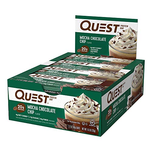 Quest Nutrition High Protein Low Carb Gluten Free Keto Friendly Bar, Mocha, 12 Count