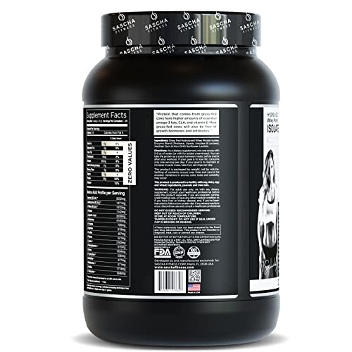 SASCHA FITNESS Hydrolyzed Whey Protein Isolate,100% Grass-Fed (2 Pounds, All) (Unflavored)