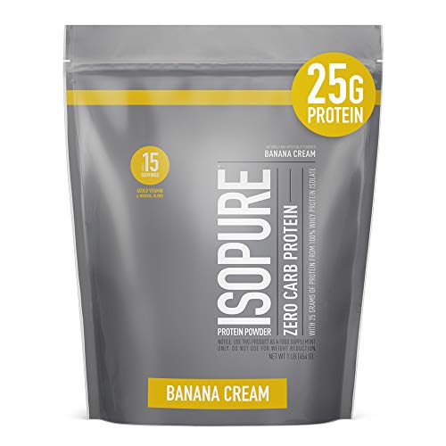 Isopure Zero Carb, Vitamin C and Zinc for Immune Support, 25g Protein, Keto Friendly Protein Powder, 100% Whey Protein Isolate, Flavor: Banana Cream, 1 Pound (Packaging May Vary)