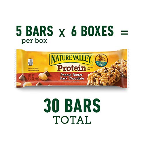 Nature Valley Chewy Granola Bar, Protein, Peanut Butter Dark Chocolate, 5 Bars-1.42 Ounce each, 7.1 Ounce (Pack of 6)