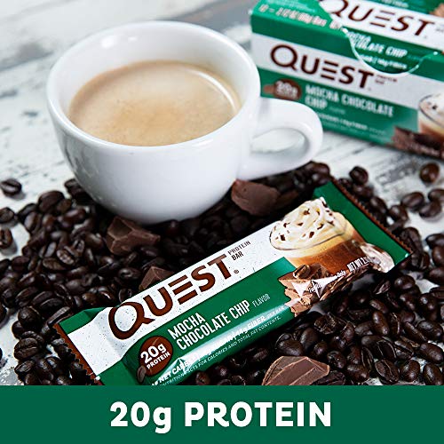 Quest Nutrition High Protein Low Carb Gluten Free Keto Friendly Bar, Mocha, 12 Count