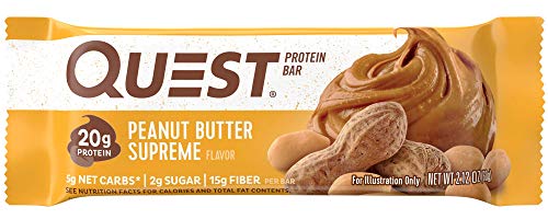 Quest Nutrition Peanut Butter Supreme Protein Bar, High Protein, Low Carb, Gluten Free, Soy Free, Keto Friendly, 12 Count