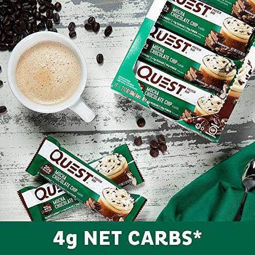 Quest Nutrition High Protein Low Carb Gluten Free Keto Friendly Bar, Mocha, 12 Count