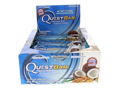 Quest Nutrition Protein Bar, Coconut Cashew, 20g Protein, High Protein Bars, Low Carb Bars, Gluten Free, Soy Free, 2.1 oz Bar, 12 Count, Packaging May Vary