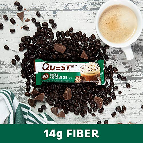 Quest Nutrition High Protein Low Carb Gluten Free Keto Friendly Bar, Mocha, 12 Count