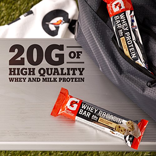 Gatorade Whey Protein Bars, Vanilla Almond, 2.8 oz bars (Pack of 12, 20g of protein per bar)