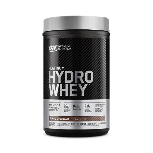 Optimum Nutrition Platinum Hydrowhey Protein Powder, 100% Hydrolyzed Whey Protein Isolate Powder, Flavor: Turbo Chocolate, 1.75 Pounds