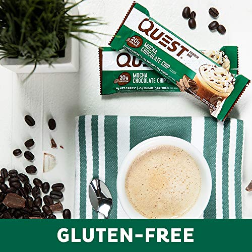 Quest Nutrition High Protein Low Carb Gluten Free Keto Friendly Bar, Mocha, 12 Count