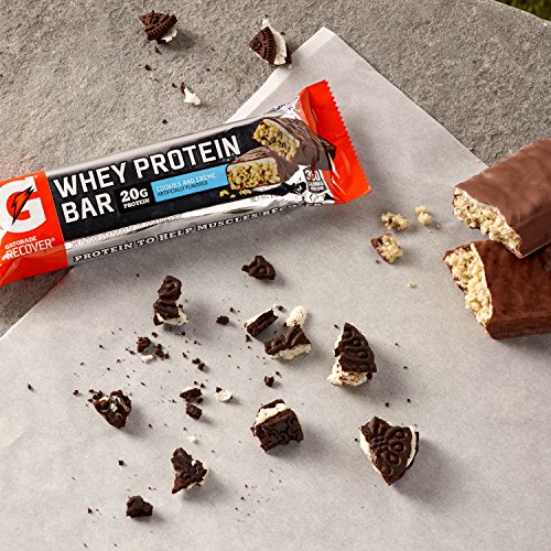 Gatorade Whey Protein Bars, Cookies & Crème, 2.8 oz bars (Pack of 12, 20g of protein per bar)