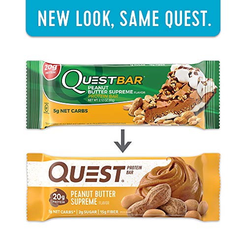 Quest Nutrition Peanut Butter Supreme Protein Bar, High Protein, Low Carb, Gluten Free, Soy Free, Keto Friendly, 12 Count