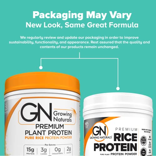 Growing Naturals | Vanilla Rice Powder 15g Plant Protein | 2.8G BCAA, Low-Carb, Low-Sugar, Non-GMO, Vegan, Gluten-Free, Keto & Food Allergy Friendly | Vanilla Blast (1 Pound (Pack of 1))