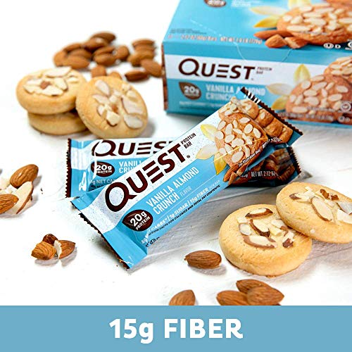 Quest Nutrition Vanilla Almond Crunch Protein Bar, High Protein, Low Carb, Gluten Free, Keto Friendly, 12 Count