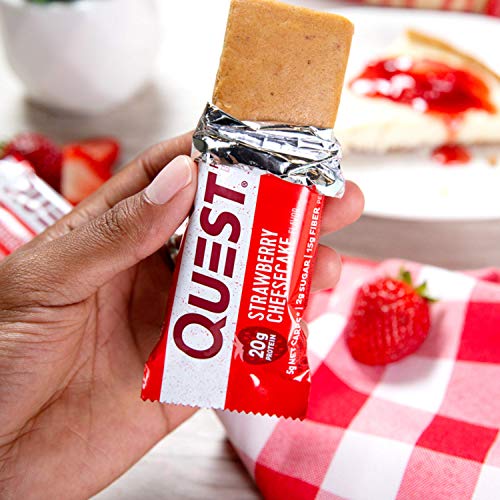 Quest Nutrition Strawberry Cheesecake Protein Bar, High Protein, Low Carb, Gluten Free, Keto Friendly, 12 Count