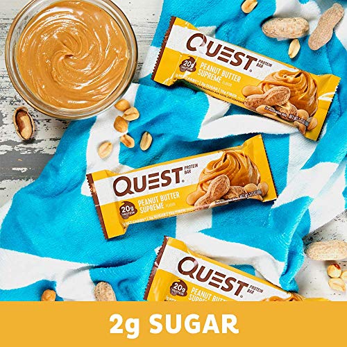Quest Nutrition Peanut Butter Supreme Protein Bar, High Protein, Low Carb, Gluten Free, Soy Free, Keto Friendly, 12 Count