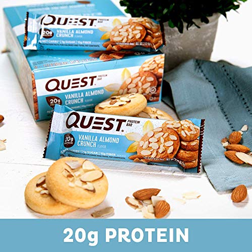Quest Nutrition Vanilla Almond Crunch Protein Bar, High Protein, Low Carb, Gluten Free, Keto Friendly, 12 Count