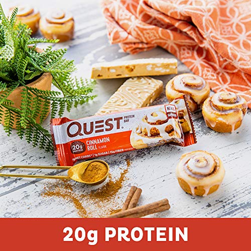 Quest Nutrition Cinnamon Roll Protein Bar, High Protein, Low Carb, Gluten Free, Keto Friendly, 12 Count