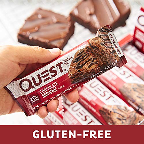 Quest Nutrition Chocolate Brownie Protein Bars, High Protein, Low Carb, Gluten Free, Keto Friendly, 12 Count