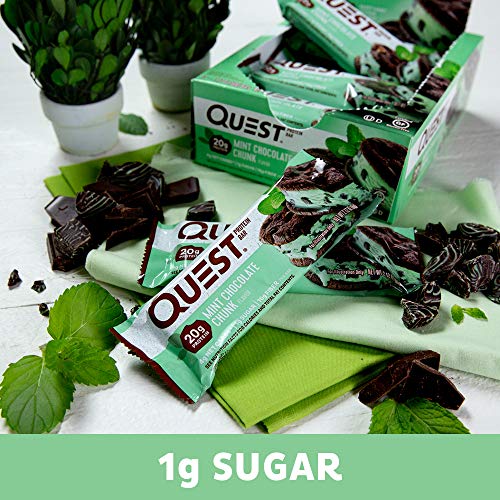 Quest Nutrition Mint Chocolate Chunk Protein Bars, High Protein, Low Carb, Gluten Free, Keto Friendly, 12 Count