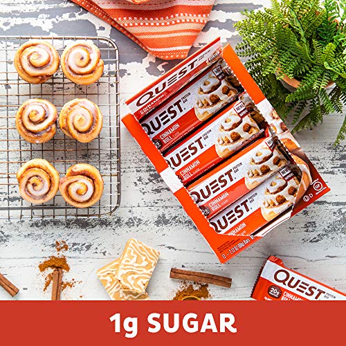 Quest Nutrition Cinnamon Roll Protein Bar, High Protein, Low Carb, Gluten Free, Keto Friendly, 12 Count