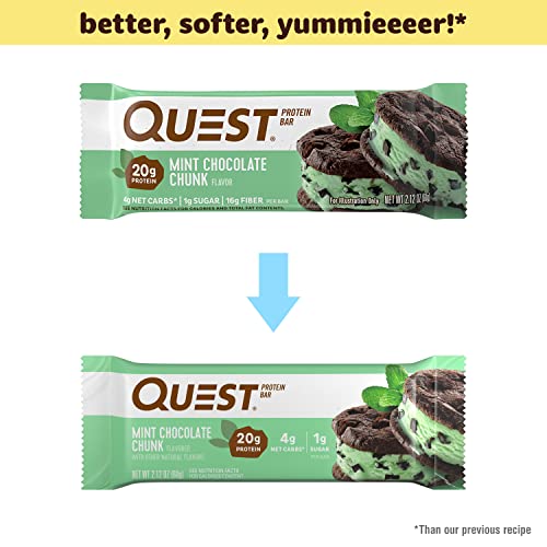 Quest Nutrition Mint Chocolate Chunk Protein Bars, High Protein, Low Carb, Gluten Free, Keto Friendly, 12 Count