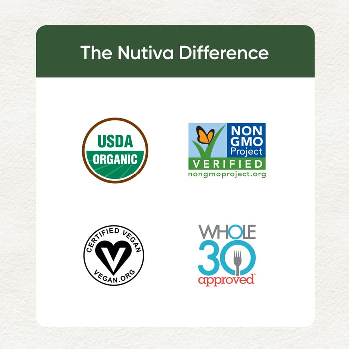 Nutiva USDA Organic Cold-Pressed Raw Hemp Seed Plant Protein with Hi-Fiber and Essential Amino Acids Powder, Non-GMO, Whole 30 Approved, Vegan, Gluten-Free & Keto, 16 Ounce
