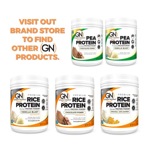 Growing Naturals | Original Rice Powder 15g Plant Protein | 2.8G BCAA, Low-Carb, Low-Sugar, Non-GMO, Vegan, Gluten-Free, Keto & Food Allergy Friendly | Original (1 Pound (Pack of 1))