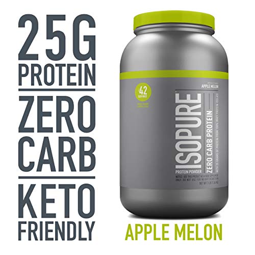 Isopure Whey Isolate Protein Powder with Vitamin C & Zinc for Immune Support, 25g Protein, Zero Carb & Keto Friendly, Flavor: Apple Melon, 3 Pounds (Packaging May Vary)