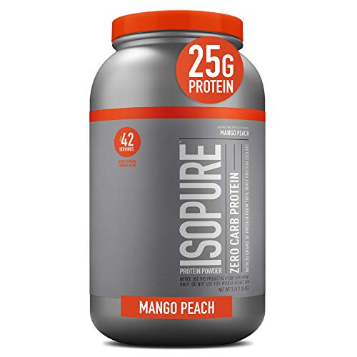 Isopure Whey Isolate Protein Powder with Vitamin C & Zinc for Immune Support, 25g Protein, Zero Carb & Keto Friendly, Flavor: Mango Peach, 3 Pounds (Packaging May Vary)