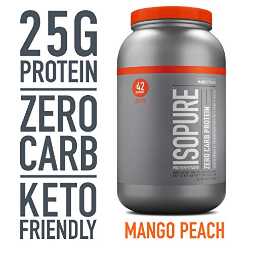 Isopure Whey Isolate Protein Powder with Vitamin C & Zinc for Immune Support, 25g Protein, Zero Carb & Keto Friendly, Flavor: Mango Peach, 3 Pounds (Packaging May Vary)