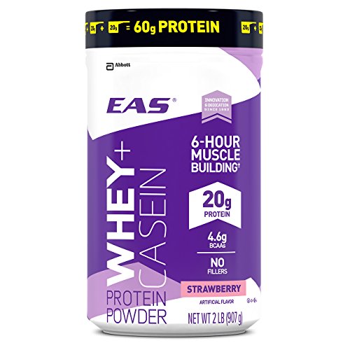 EAS Whey + Casein Protein Powder, Strawberry, 2 Pound