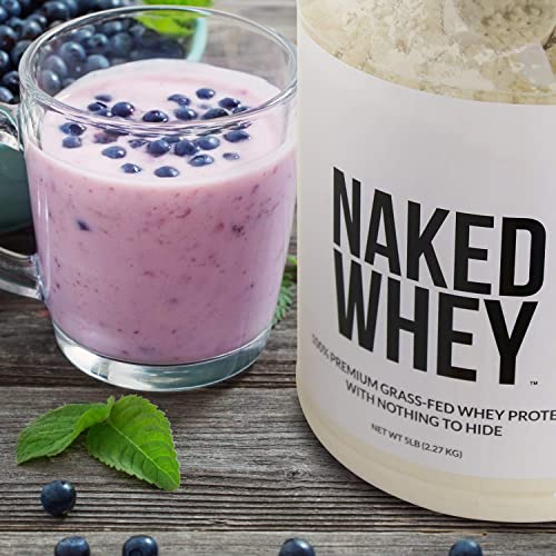 NAKED nutrition Whey Protein Supplement Powder, Strawberry, GMO-Free, Soy Free, Gluten Free, Aid Muscle Growth & Recovery - 61 Servings, 5 pounds