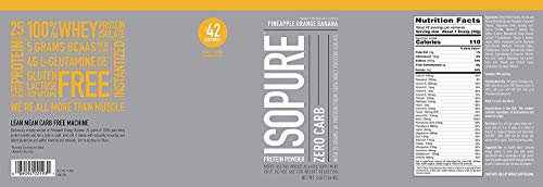 Isopure Whey Isolate Protein Powder with Vitamin C & Zinc for Immune Support, 25g Protein, Zero Carb & Keto Friendly, Flavor: Pineapple Orange Banana, 3 Pounds (Packaging May Vary)