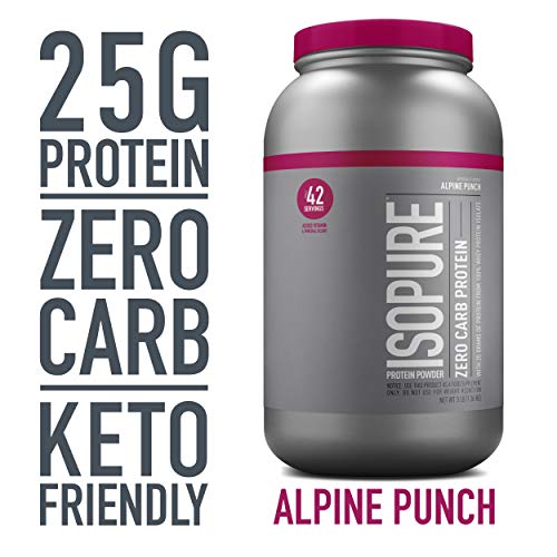 Isopure Whey Isolate Protein Powder with Vitamin C & Zinc for Immune Support, 25g Protein, Zero Carb & Keto Friendly, Flavor: Alpine Punch, 3 Pounds (Packaging May Vary)