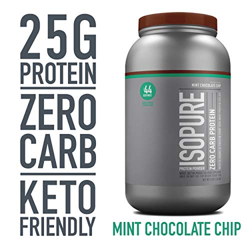 Isopure Whey Isolate Protein Powder with Vitamin C & Zinc for Immune Support, 25g Protein, Zero Carb & Keto Friendly, Flavor: Mint Chocolate Chip, 3 Pounds (Packaging May Vary)