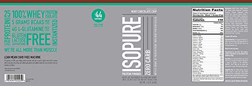 Isopure Whey Isolate Protein Powder with Vitamin C & Zinc for Immune Support, 25g Protein, Zero Carb & Keto Friendly, Flavor: Mint Chocolate Chip, 3 Pounds (Packaging May Vary)
