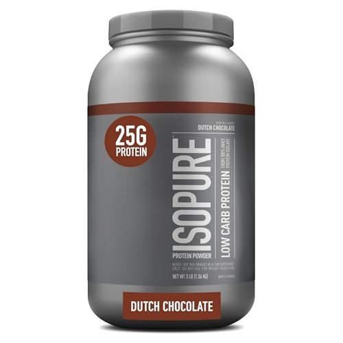 Isopure Dutch Chocolate Whey Isolate Protein Powder with Vitamin C & Zinc for Immune Support, 25g Protein, Low Carb & Keto Friendly, 3 Pounds (Pack of 1) (Packaging May Vary)