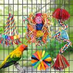 Colorful Bird Rope Perch with Bell and Toys