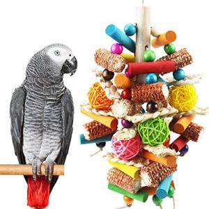 Natural Wood Parrot Toys for Large Birds