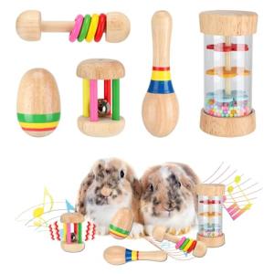 Colorful Wooden Bunny & Small Animal Toys Set